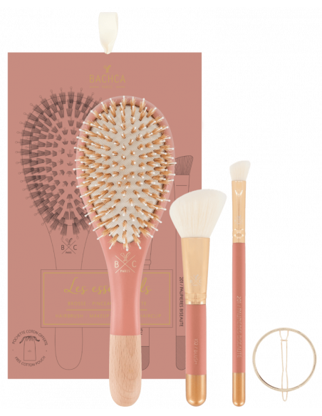 Kit esenciales Terracota Cepillo Nailon y jabalí + Brochas+ Pasador Bachca